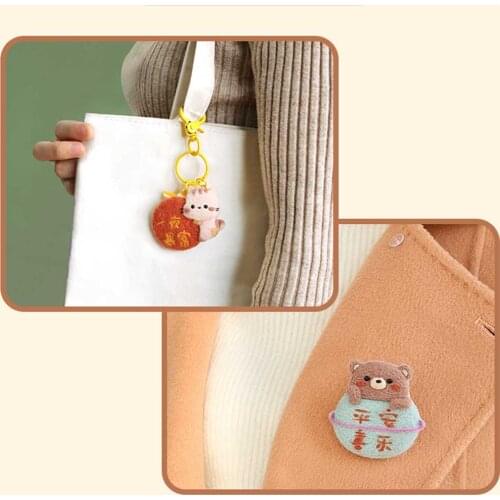 Unfinished Handmade Wool Felt Craft For Women Lady Cloth Dress Lovely Brooch Corgi Cat Felt Poke Keychain Handcraft Kit
