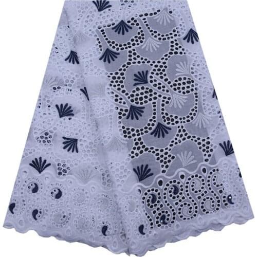New African 100% Cotton Lace Fabric High Quality Nigerian French Lace Embroidery Swiss Voile Lace In Switzerland 5 Yards 1764
