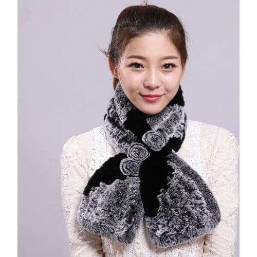 New Arrival Long Style Women 100% Real Rex Rabbit Fur Scarves Winter Warm Lady Mufflers Knitted Soft Wraps