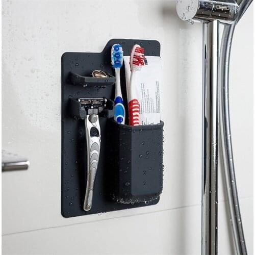 New Mighty Silicone Toothbrush Toothpaste Holder Storage Bathroom Accessories Set Organizer Mirror Shower Creative