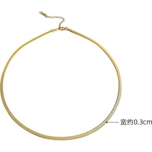 New Style 5Pcs Width 3mm Copper Flat Necklace Gold Color Snake Chain Women Men Gift Jewelry