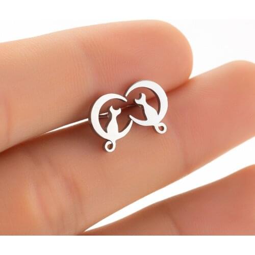 Wholesale Cute Mini Irregular Black Gold Cat Sitting on Half Moon Acrylic Earrings for Female Girls Fashion Gold Star Earrings