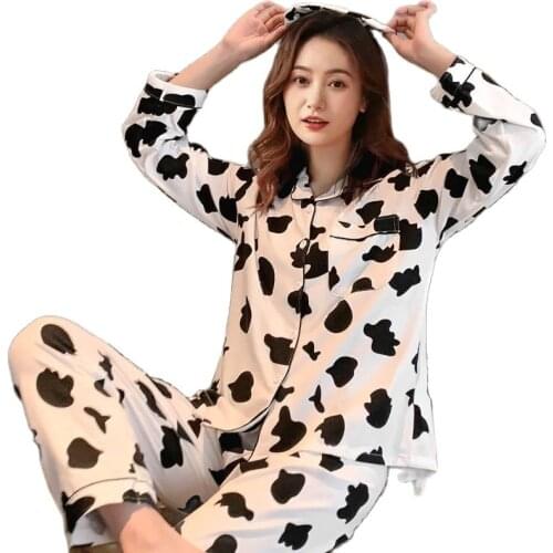 Plus size spring autumn winter women longsleeved pajamas pocket Female loose confinement clothing girls home service mother suit