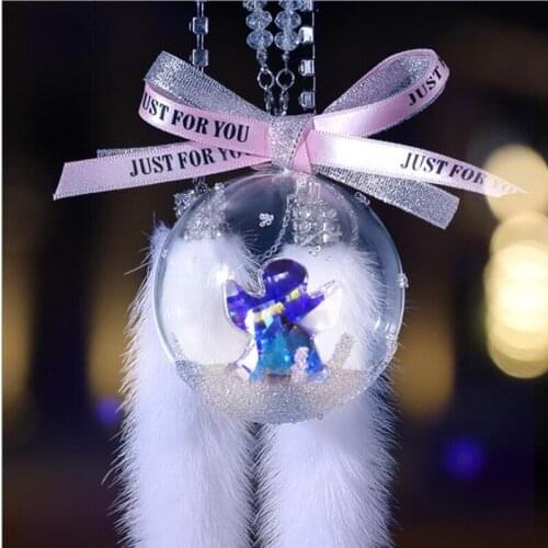 Birthday gift Transparent Snowflake Crystal Ball Car Accessories Car Rearview Mirror Angel Car Decoration pendant