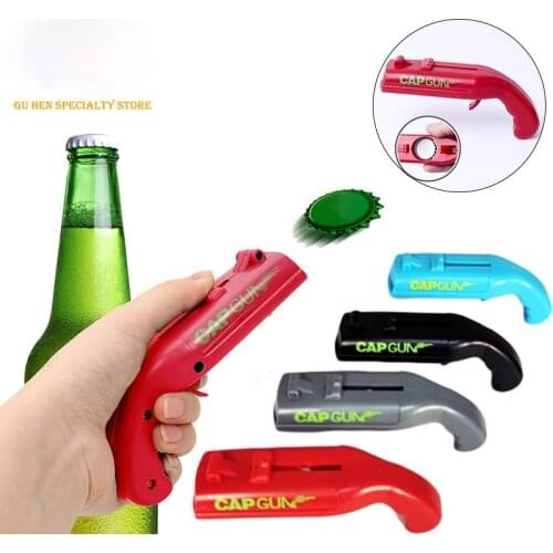 Portable Beer Opener Cap Gun Launcher Can Bottle Opener Capgun Bottle Open Shoot Shooter Bar Tools Kitchen Gadgets Accessories