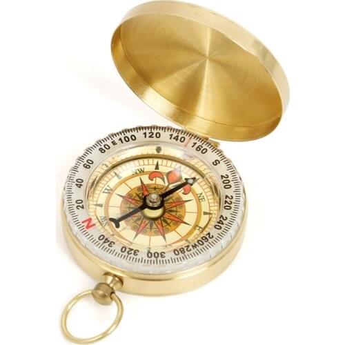 ELOS-Portable Camping Hiking Compass High Quality Copper Clamshell Luminous Compass Outdoor Activities Pointing Guide Tools