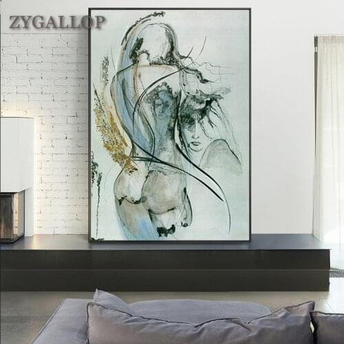 Sexy Nude Abstract Canvas Painting Women And Man Body Art Posters and Prints Bedroom Decor Wall Art Pictures Unframed Paintings