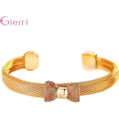 Simple Charm Jewelry Gold Color Mesh Bracelet Brand Bangle for Woman Girlfriend Gift Frienship Jewelry Party Supplies