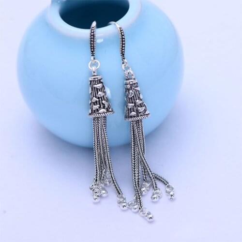 Real 925 Sterling Silver Tassel Earrings Fine Charm Jewelry for Women