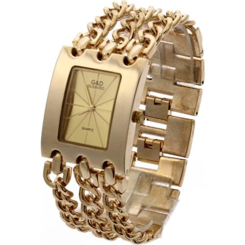 Relogio Feminino G&D Gold Women Quartz Wristwatches Stainless Steel Womens Watch Top Brand Luxury Reloj Mujer Kol Saati Female