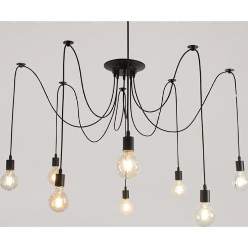 Retro Edison Light Chandelier DIY Art Spider Ceiling Lamp Fixture Light Hanging Modern Nordic Vintage Loft Antique Hanging Lamp