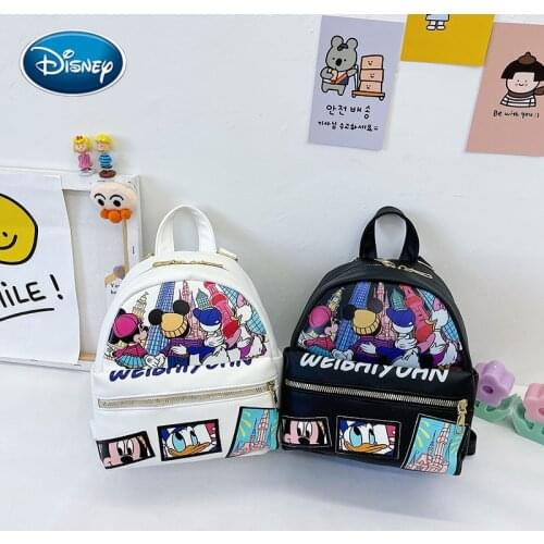 Disney Mickey Minnie print childrens cartoon backpack new PU waterproof student backpack fashion baby kindergarten school bag