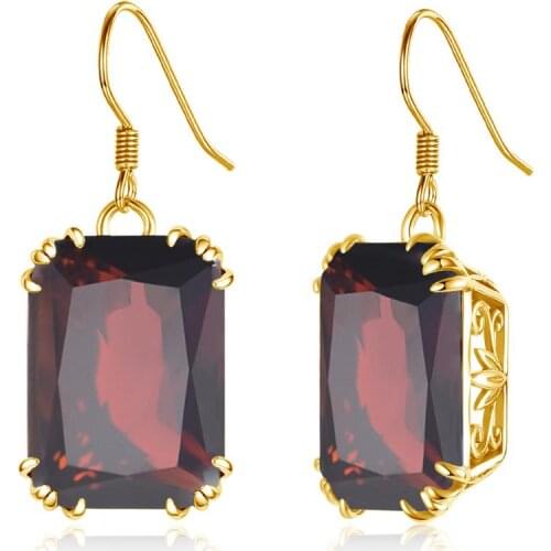Natural Garnet Earrings Long Drop Earrings Gold Mujer Oreja Gemstone Wedding Gemstone Orecchini 925 Sterling Silver Fine Jewelry