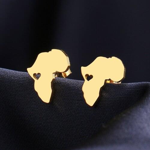 Stainless Steel Earrings Africa Map Style Fashion Stud Earrings Classic Simple Earrings For Women 2021 Jewelry Wedding Party