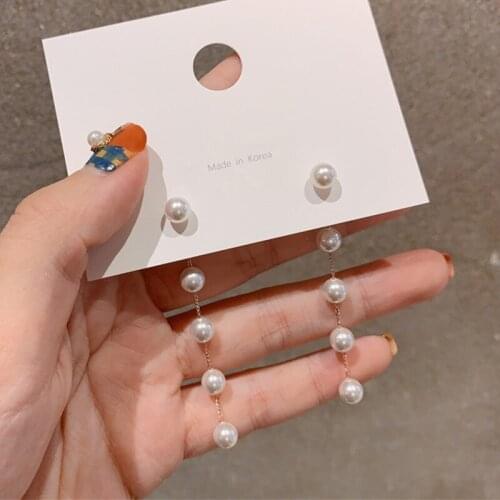 Womens Tassel Pearl Earrings For Women Bohemian Earrings Set Big Geometric Metal Gold Drop Earring 2020 Fashion Jewelry