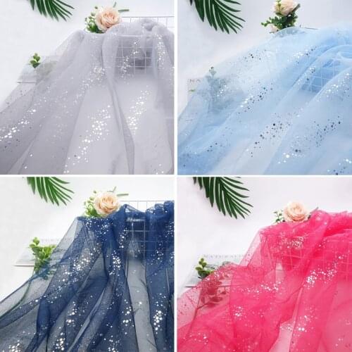 160cm Wide Silver Dot Mesh Lace Glitter Fabric For Girls' Tulle Puff Skirt Clothing Dress Wedding Decorative Material Net Fabric