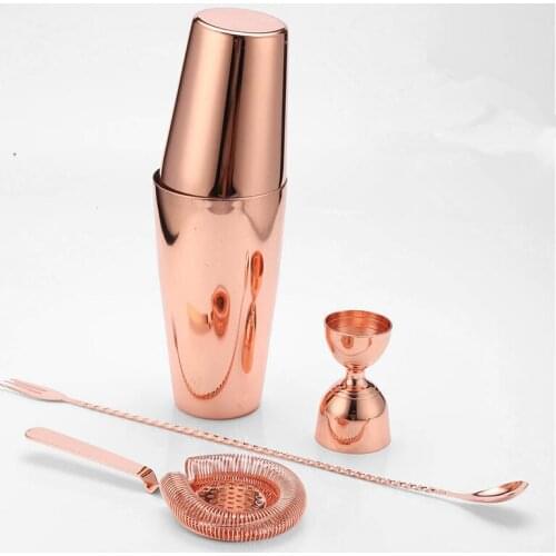 Cocktail Shaker Bar Set Stainless Steel 4 PCS Copper Plated Cocktail Shaker Mixer Drink Bartender browserKit Bars Set Bar Tool