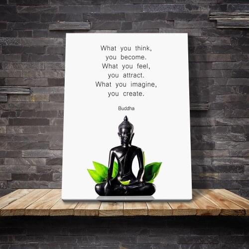 Buddha Statue Inspirational Quotes Wall Art Print Canvas Painting Posters and Prints Wall Pictures Framed Room Decor