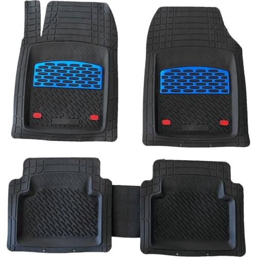 Bizymo 3D Universal Car Floor Mat Chrome Supported with Blue Chrome, for Car SUV Truck & Van-All Weather Protection