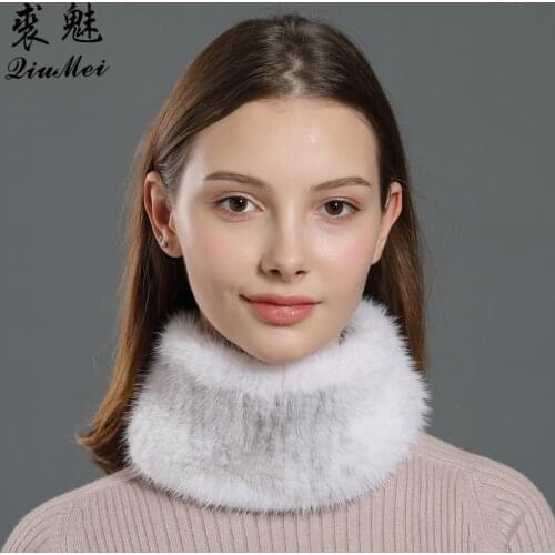 Knitting Fur Ring Scarf Women Winter Warm Hats Scarves Fashion Real Mink Fur New 2020 Ladies Beanie Handband Natural Fur