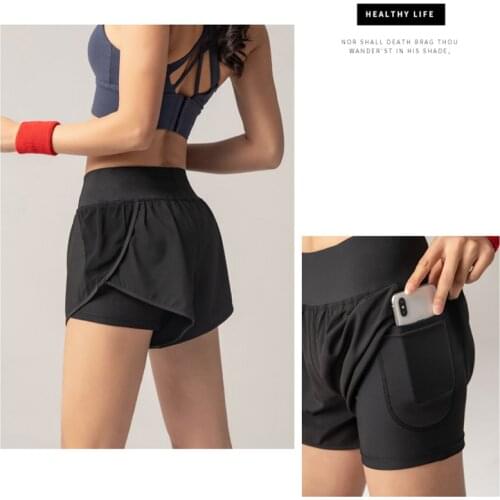 Women Seamless Yoga Shorts 2 In 1 Sport Running Short Push Up Fitness Gym Short Training Tight Skirt Sportswear Workout Clothing