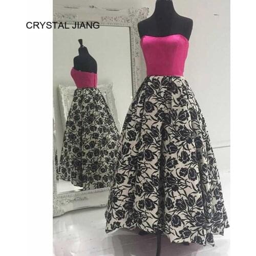 CRYSTAL JIANG New Fashion Sweetheart A Line Formal Dress Custom made Front Ankle Length Long Back Floral Evening Dresses Long