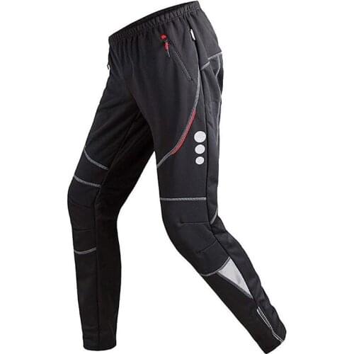 Winter Fleece Cycling Pants Men Three-layer Windproof Athletic Pants Outdoor Sport Reflective MBT Cycling Hiking Pants 2XL