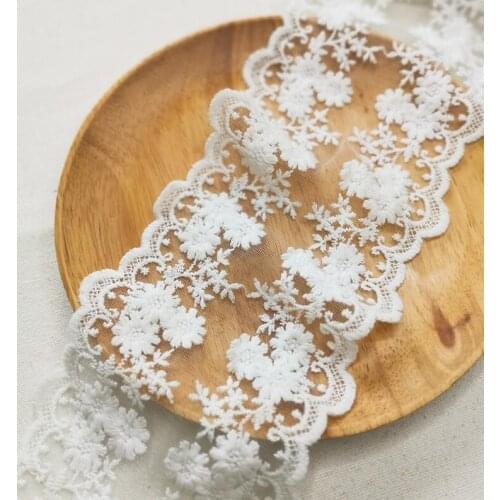 1 Meter 11cm Width High Quality Delicate Pretty Fabric Cotton Ivory Embroidery Lace Trim DIY Garment Accessories Decoration