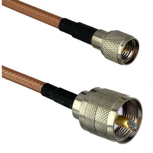 1Pcs RG142 Mini UHF MiniUHF Male plug to UHF PL259 Male Plug Connector Straight RF Jumper pigtail Cable 6inch~10M