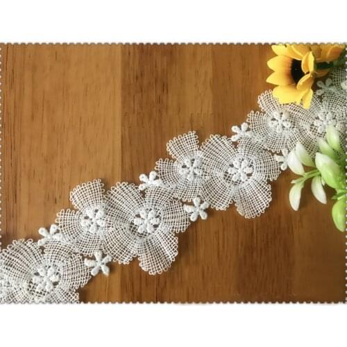 3 yards 55mm Milk Silk Water Soluble Embroidery Lace Ribbon for DIY Bowknot Sewing Clothing Dress Material Accessories