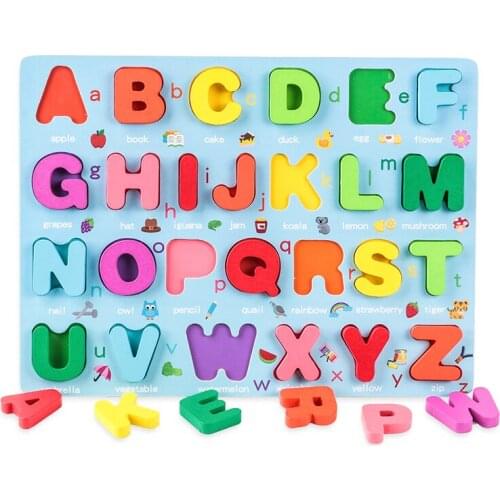 3D Wooden Puzzle Montessori Number Alphabet Shape Pairing Cognitive Game Preschool Educational Toys Gift for Boys And Girls
