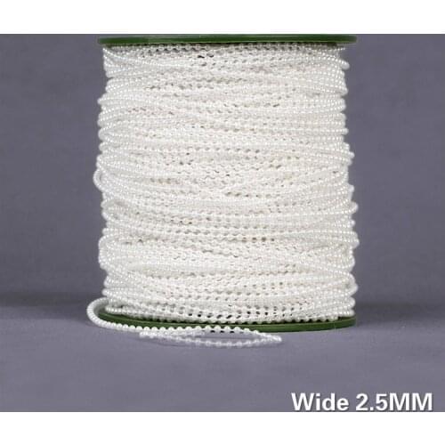 4Yards/lot 2.5MM Wide White Beige Beads Lace Collar Neckline Beaded Fringe Trim Ribbon DIY Wedding Christmas Garment Decoration