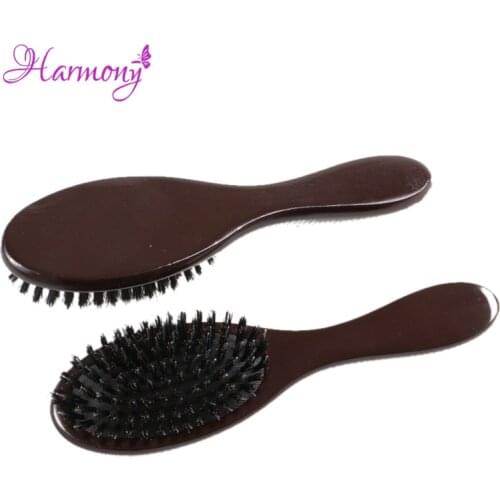 50pcs Dark Brown Color Wooden Handle Boar Bristle Hair Brush For Hair Extensions Professional Hair Tools Comb Hair Accessories