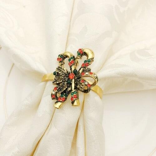 6pcs/lot Retro Christmas wreath napkin ring diamond napkin ring napkin buckle holiday party hotel desktop decoration