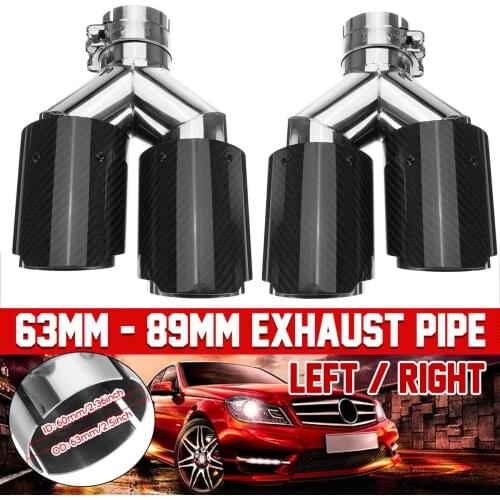 63mm-89mm Car Exhaust Muffler Pipe 2.5"-3.5" Dual Outlet Nozzle Exhaust Tip Stainless Steel Universal For BMW/Benz/Audi