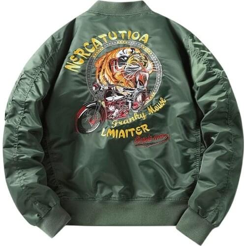 Baseball Jackets Streetwear Military Jacket Mens Brand Slim Outerwear Casual Tiger Embroidery Bomber Jackets and Coats 2021NEW