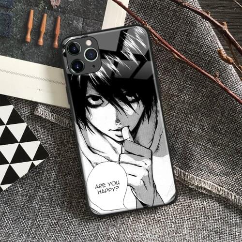 L Death Note Manga Anime Soft Silicone Glass Phone Case for IPhone SE 6s 7 8 Plus X Xr Xs 11 12 Mini Pro Max Samsung Redmi