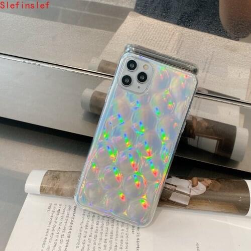 Luxury 3D Curved surface Laser Phone Case for IPhone 11 Pro Max XR XS Max 7 8 Plus X Glitter Soft Tpu Back Cover Shell