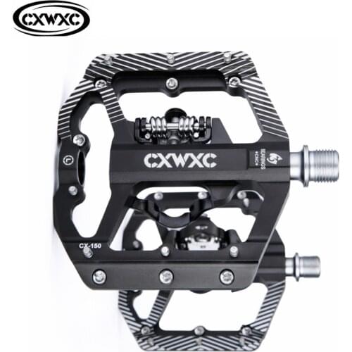 TRAVELING Mountain Bicycle Flat Pedal Self-Locking Pedal SPD Cleat 3 Sealed Bearing Dual-Purpose Self-Locking Pedals MTB