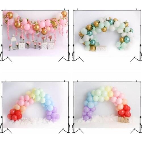 MOCSICKA Newborn 1st Birthday Kids Portrait Photography Backdrop Cake Smash Photo Background Balloons Flower Party Photo Shoot