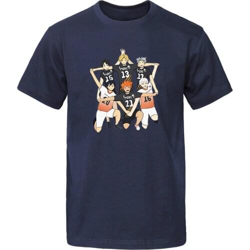 Men T Shirt Japanese Anime Haikyuu T Shirt Short Sleeve Tees T-Shirts Volleyball Club Tshirts Hot Summer Hip Hop Round Neck Tops