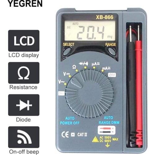 Pocket LCD Digital Multimeter Auto Range Electric Meter DC/AC Voltage Current Tester Resistance Measurement Tool with Bracket