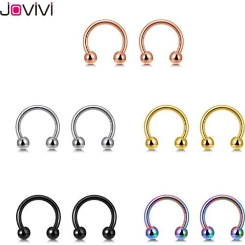 Jovivi 10 Pcs Stainless Steel 1.2mm Nose Septum Ring 16Ga Multi-Used Ear Studs Lip Ring Nipple Rings Body Piercing Ring Jewelry