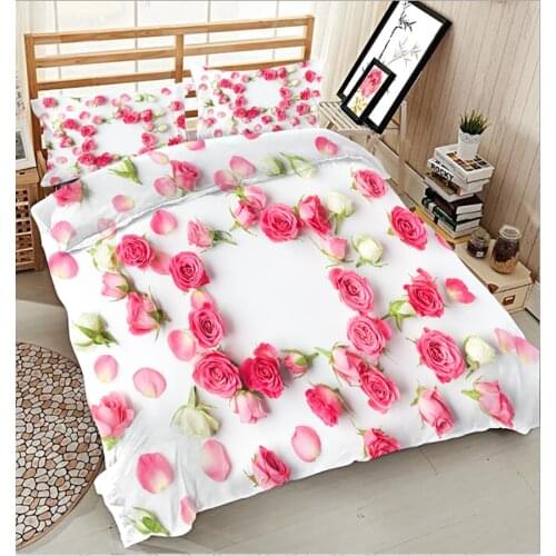 Pink Rose 3D Bedding set twin king Queen day duvet bed cover luxury California Sheet Quilt Cover Pillowcase decorate