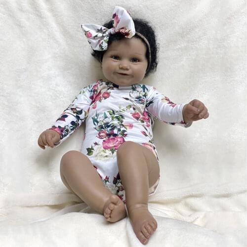 60cm Reborn Baby Dolls Toy Black Hair Baby Maddie Kids Toys Birthday Christmas Gift