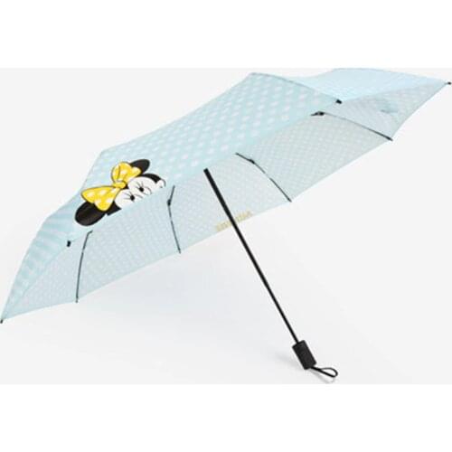 Minnie Mickey Mouse Cute Umbrella Folding Dual Automatic Three Fold Umbrella Anti-Ultraviolet Sun Umbrella Kids Umbrella Gift