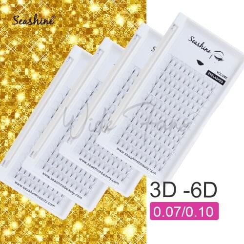 Seashine 12 Lines Volume Fans Eyelashes Extension Handmade Short Stem Russian Volume Lashes