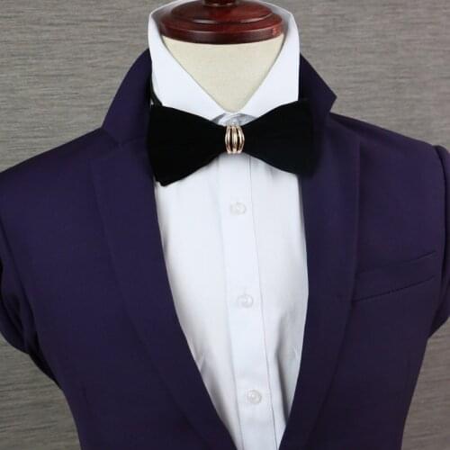 New Free Ship fashion 2017 casual Mens male man dress British business wedding Korean bow tie black solid color