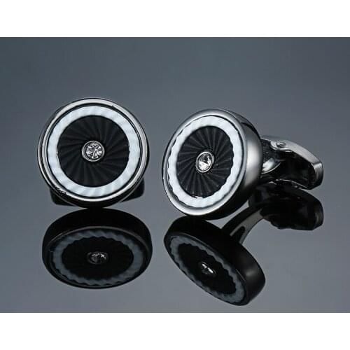 Novelty black round Vortex Cuff Links Cufflinks for Mens Shirt Brand Novelty Fashion Cuff bottons Stainless Steel Jewelry