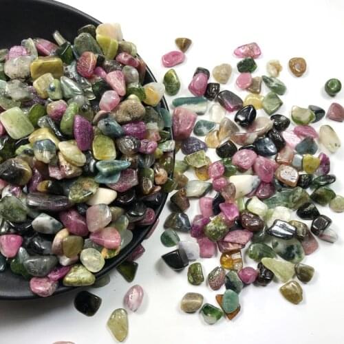 Wholesale 100g 8-12mm Natural Rainbow Tourmaline Gravel Polished Tumbled Gemstone Crystal Stones and Crystals